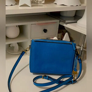 Fossil blue crossbody new conditions leather bag
